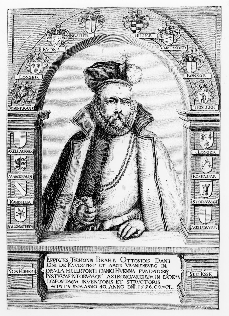 टायको ब्राहे का चित्रण (1546-1601) पॉल लैक्रोइक्स द्वारा लिखित &39;मध्य युग और नवजागरण में विज्ञान और साहित्य&39;, 1878 से चित्रण द्वारा जैक्स II डी घेन