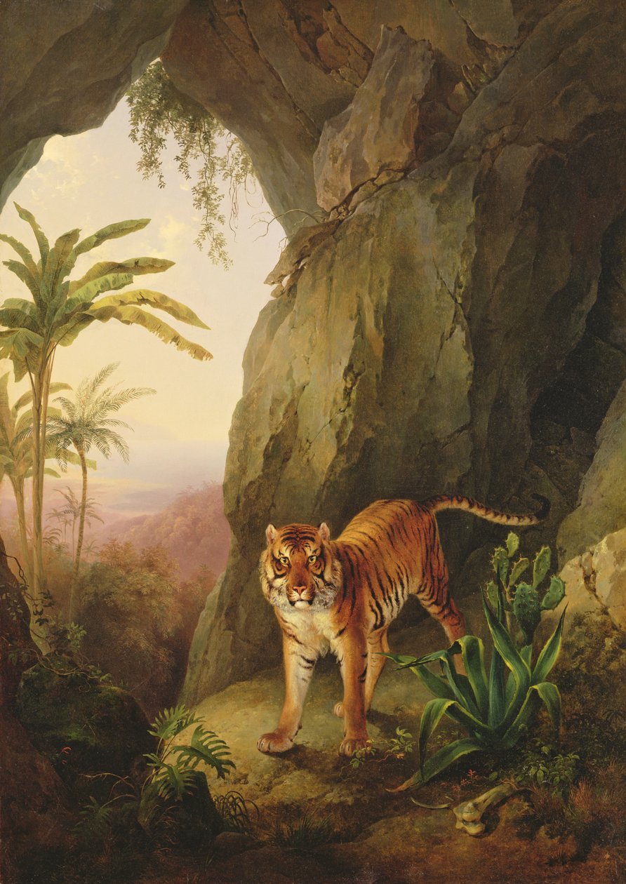 बाघ एक गुफा में, c.1814 द्वारा जैक्स लॉरेंट अगासे