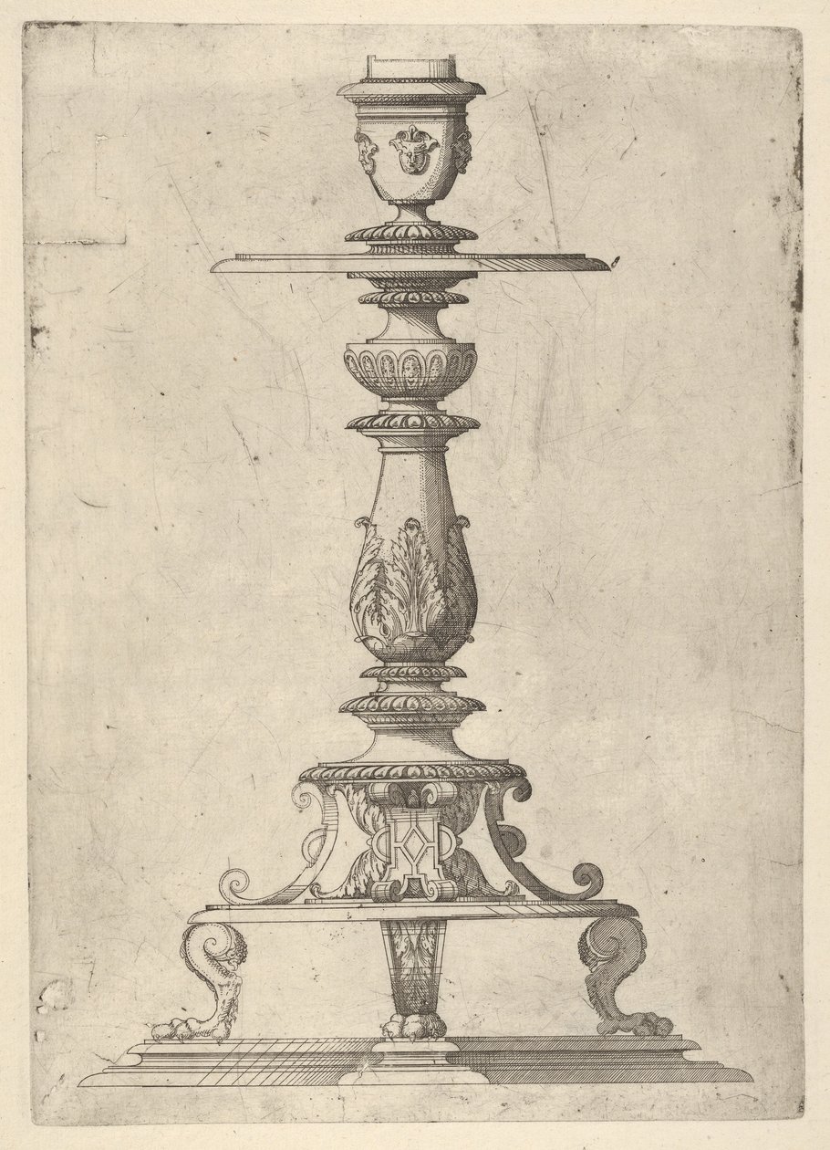 एक कैंडलस्टिक के लिए डिज़ाइन, 1548-49। द्वारा जैक्स एंड्रोएट डू सेर्सौ