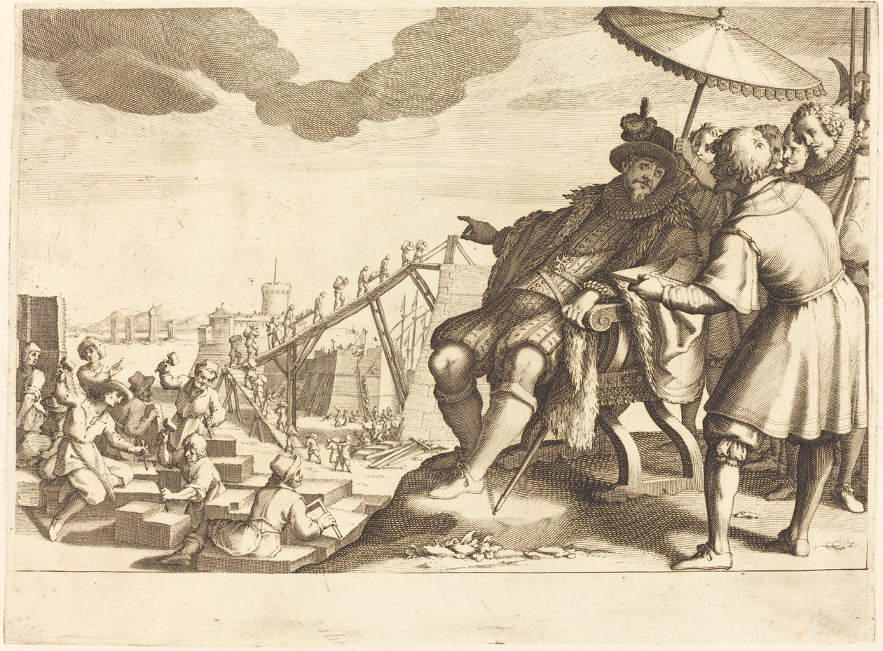 लिवोर्नो बंदरगाह का निर्माण और किलेबंदी, सी। 1614. द्वारा जैक्स कैलोट