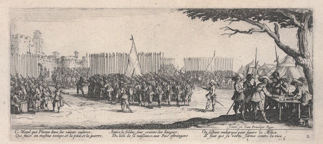 &39;द मिसरीज ऑफ वार&39; से ट्रूप्स (L&39;Enrôlement des troupes) में प्रवेश द्वारा जैक्स कैलोट