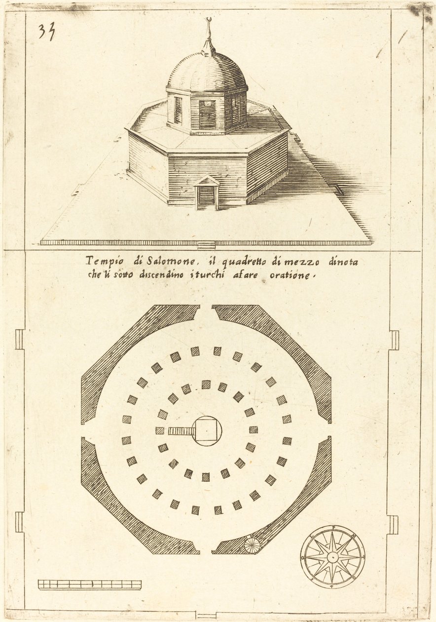 सोलोमन के मंदिर की योजना और प्रतिपादन, 1619। द्वारा जैक्स कैलोट