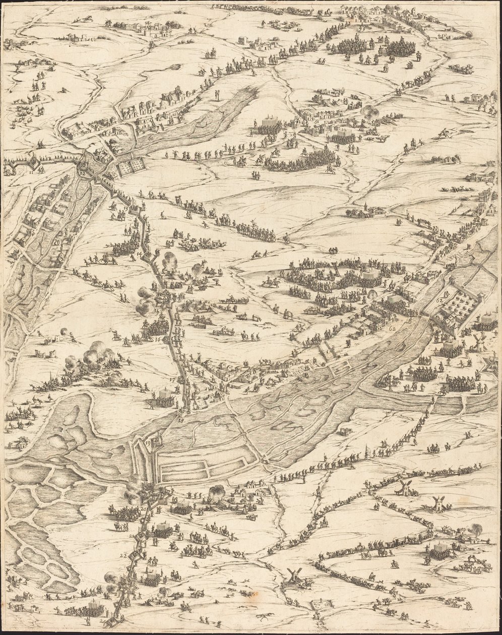ला रोशेल की घेराबंदी [16 की प्लेट 7, सेट में 1952.8.97-112 शामिल है], 16281631। द्वारा जैक्स कैलोट