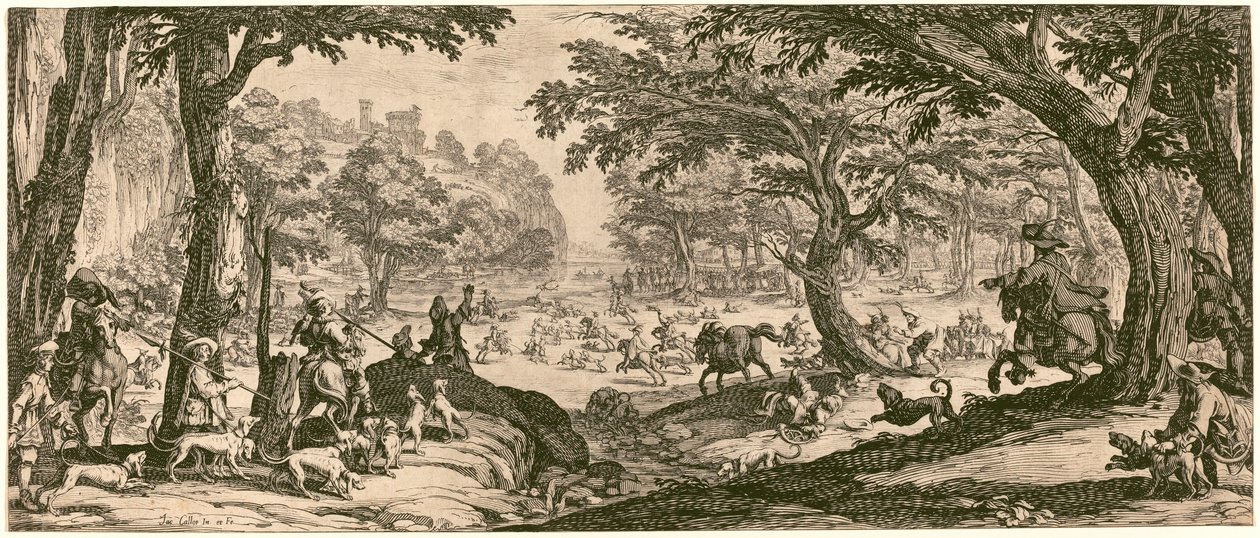 द स्टैग हंट, शायद 1619। द्वारा जैक्स कैलोट