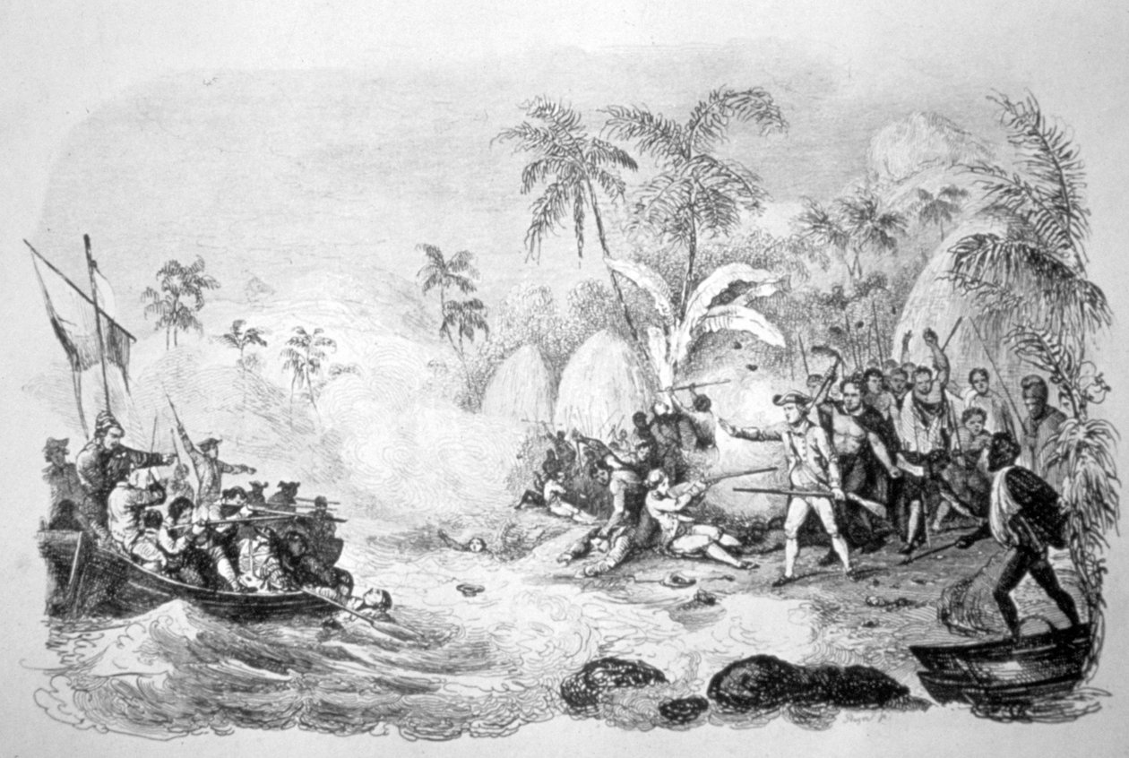 कैप्टन कुक की मृत्यु, 1779 c1819 द्वारा जैक्स एटीन विक्टर अरागो