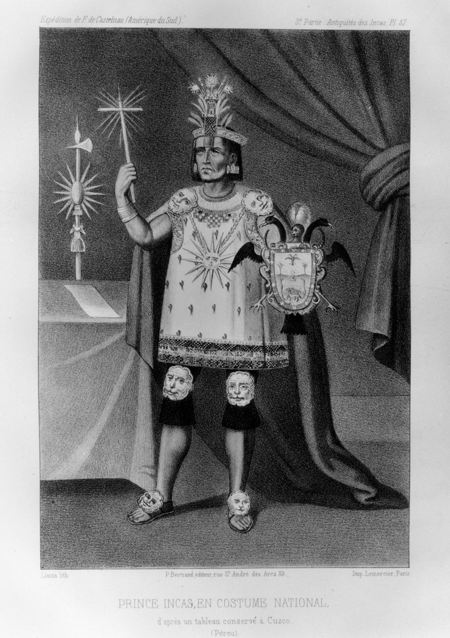 इंका राजकुमार, राष्ट्रीय पोशाक, 1852 द्वारा जैक्स फ्रेंकोइस गौडरिक ल्लंटा