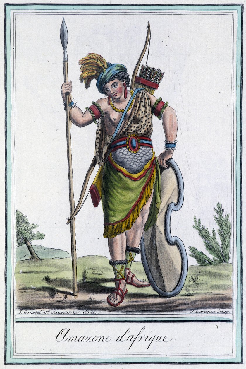 अफ्रीकी अमेज़ॅन - ग्रासेट सेंट सॉवेउर द्वारा "" इनसाइक्लोपीडिया ऑफ़ ट्रेवल्स "" में, एड। 1796 द्वारा जैक्स ग्रासेट डी सेंट सौवेउर