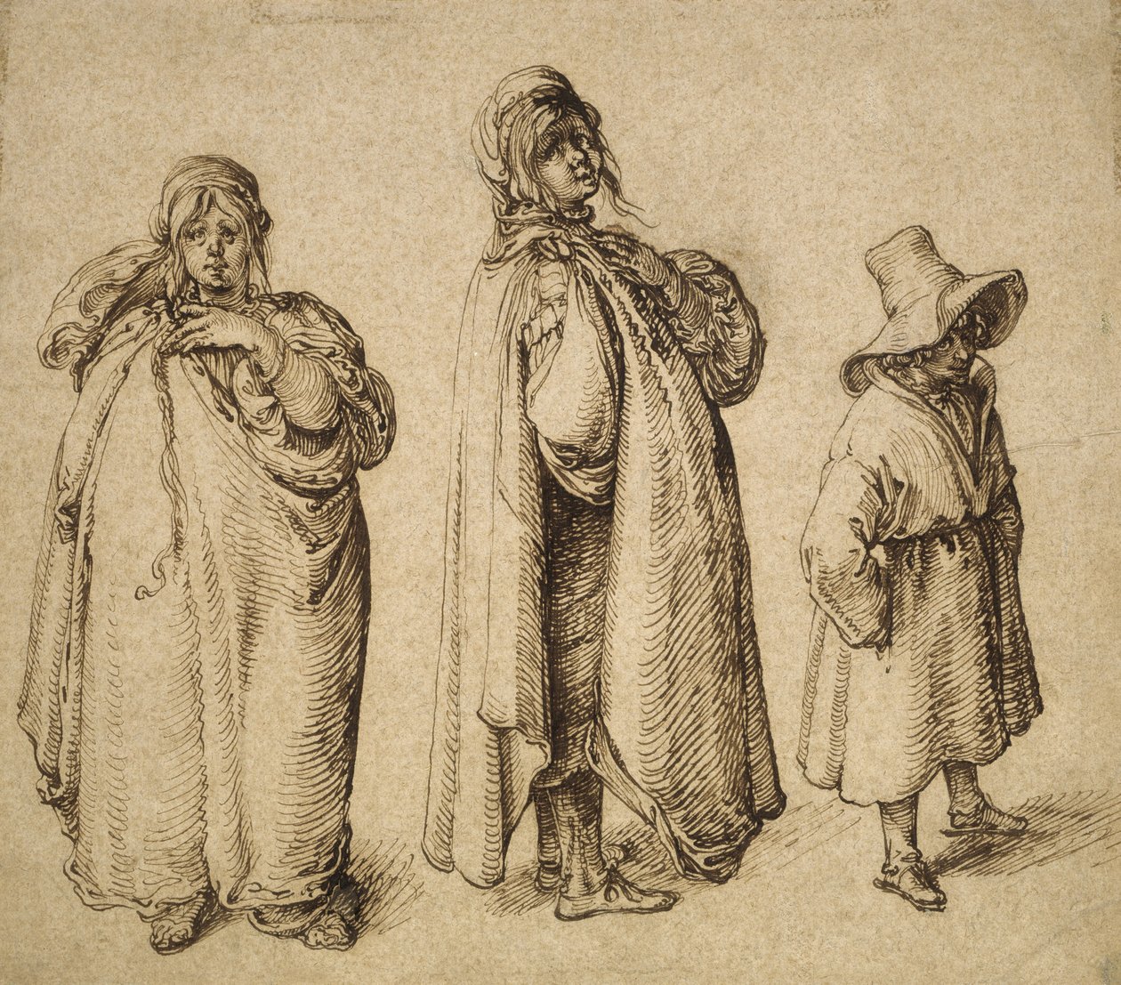 दो अध्ययनों की एक रोमा महिला और एक रोमा बॉय इन ए हैट, c.1605 द्वारा जैक्स II डी घेन