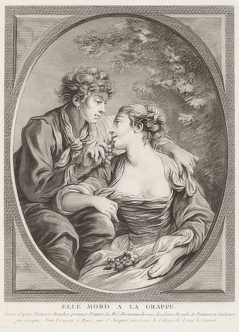 Elle mord à la grappe (वह अंगूर से मर जाती है)। 1768 द्वारा जैक्स जीन पस्क्वायर