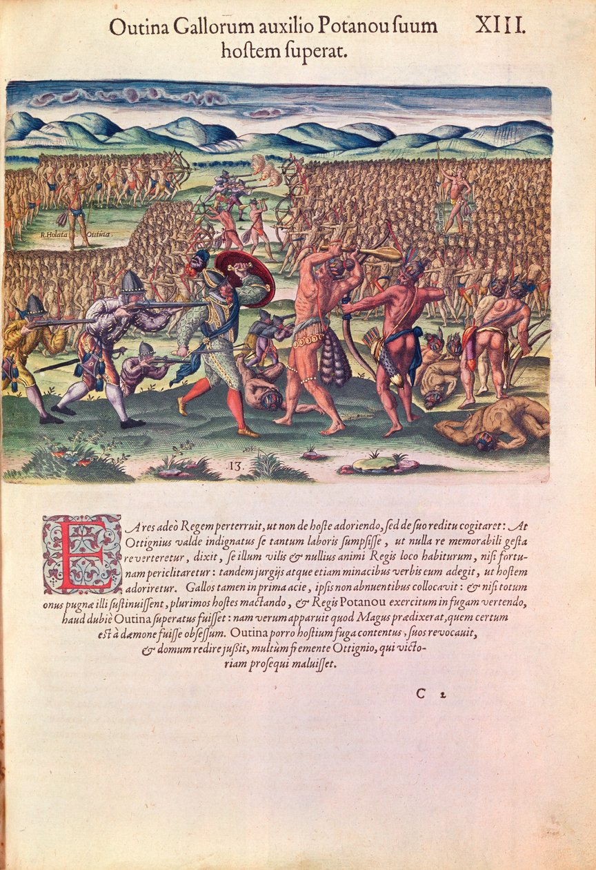 फ्रैंच में भारतीयों की मदद &39;ब्रेविस नराटियो ..&39; से, Theodore de Bry (1528-98) द्वारा उत्कीर्ण फ्रैंकफर्ट में प्रकाशित, 1591 (111679 भी देखें) द्वारा जैक्स ले मोयने