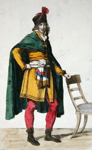 एक फ्रांसीसी नागरिक की नागरिक पोशाक, c.1795 (रंगीन उत्कीर्णन) द्वारा जैक्स लुइस (बाद) डेविड