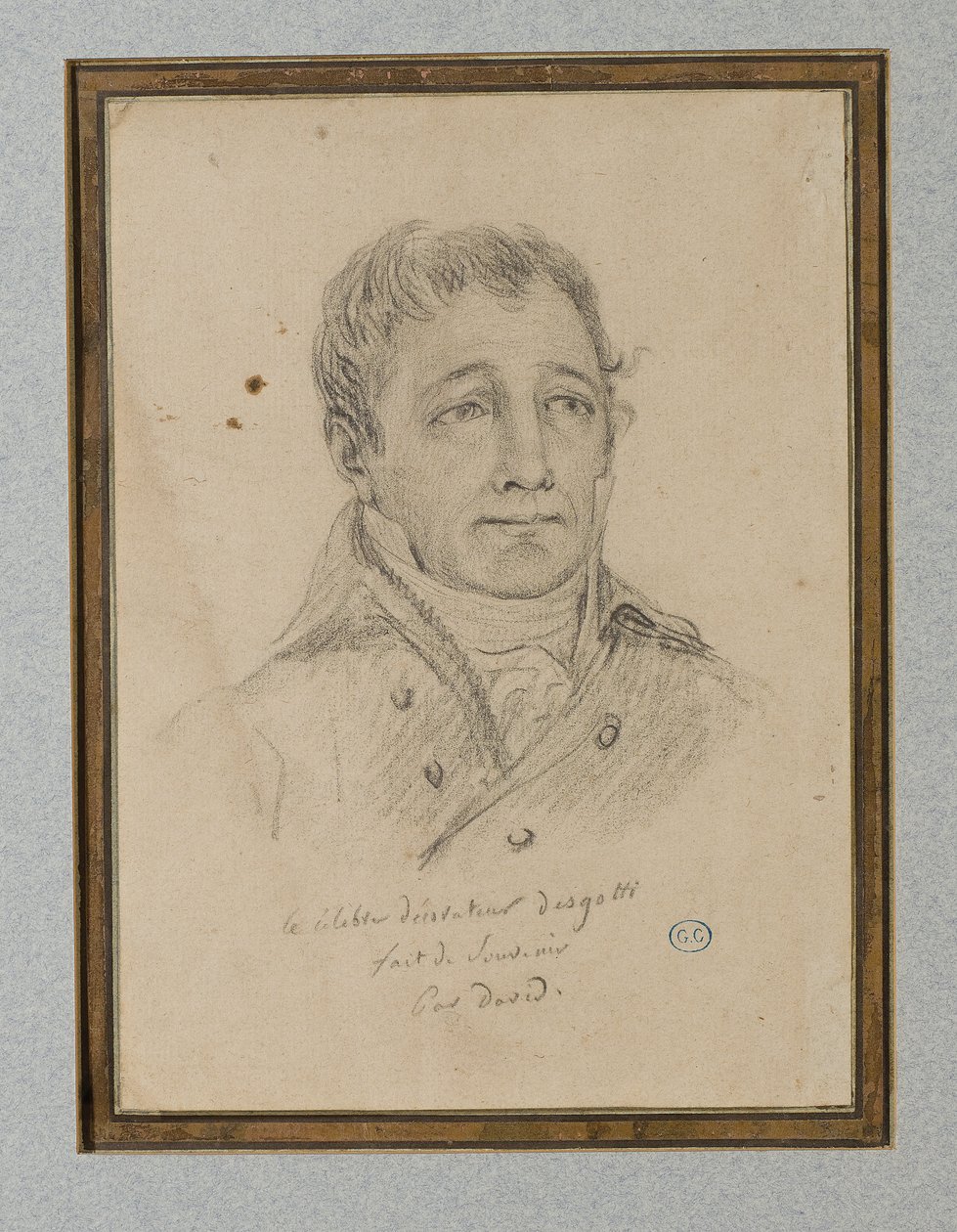 इग्नेस-यूजेन-मैरी डेगोटी का पोर्ट्रेट, c.1815-25 (हल्के भूरे रंग के कागज पर चाक) द्वारा जैक्स लुइस (कार्यशाला) डेविड