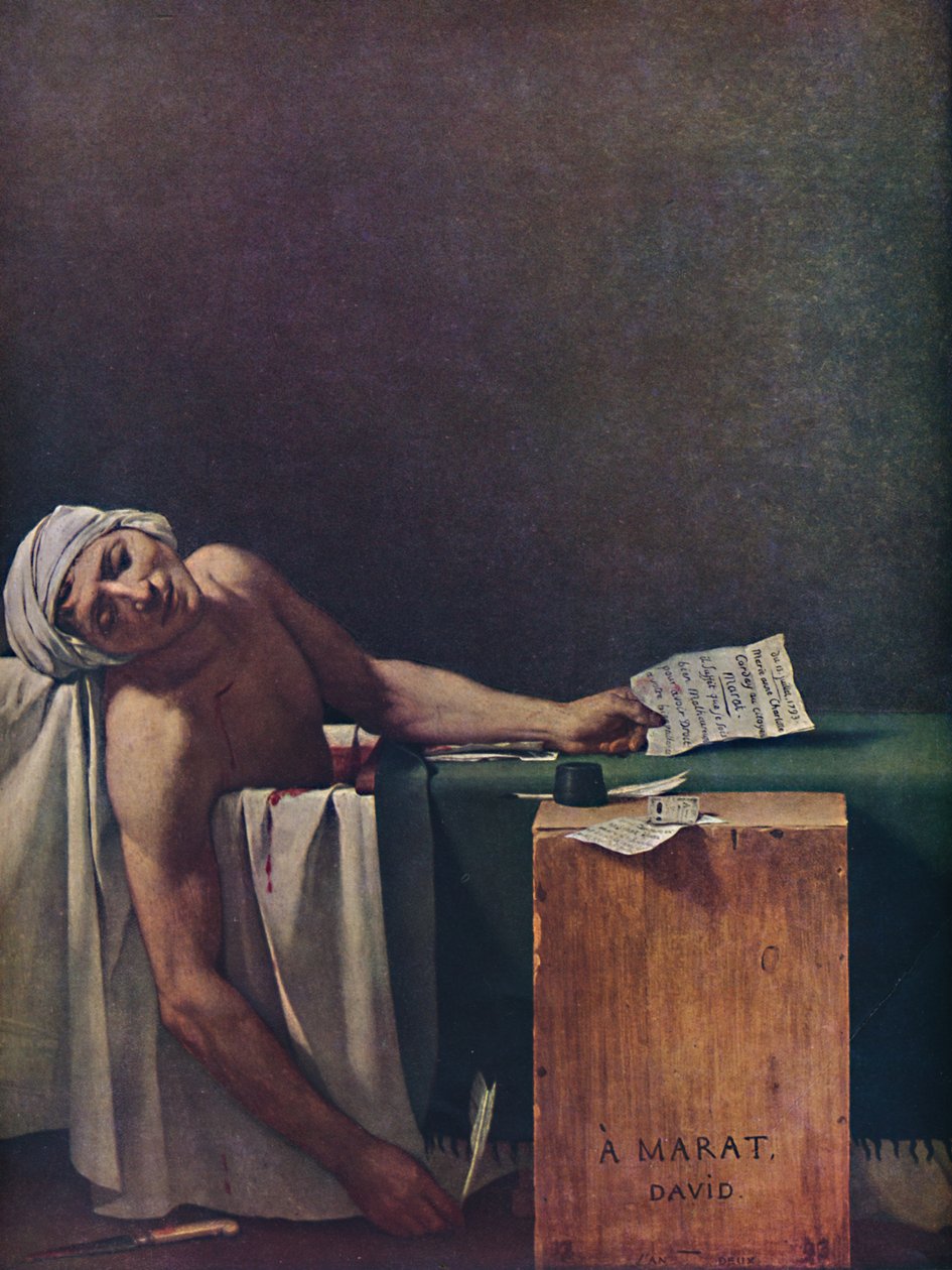 मराट हत्यारे, द डेथ ऑफ मराट, 1793, 1937। द्वारा जैक्स लुई डेविड