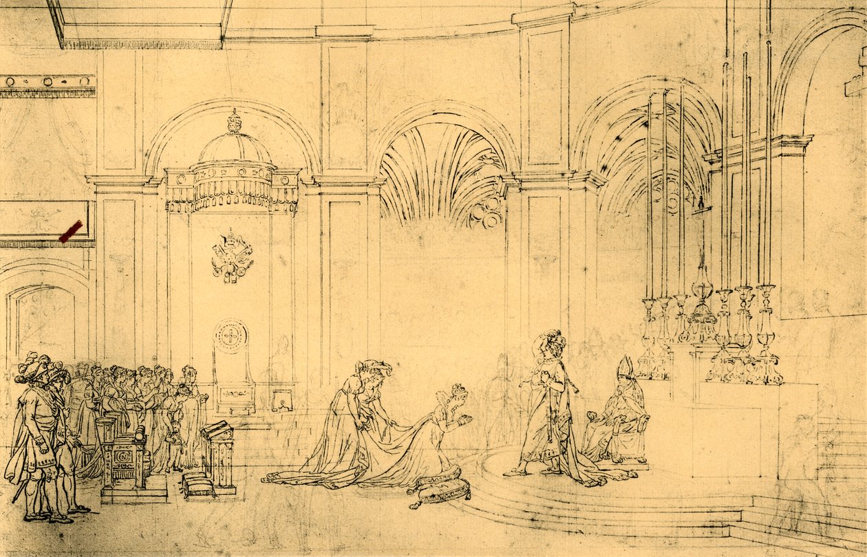 नेपोलियन के राज्याभिषेक के लिए स्केच, c1807, 1921। द्वारा जैक्स लुई डेविड