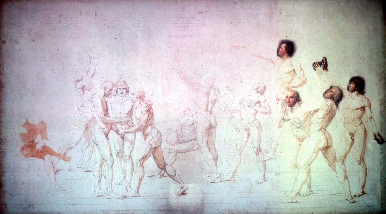टेनिस कोर्ट में शपथ, 1791। द्वारा जैक्स लुई डेविड
