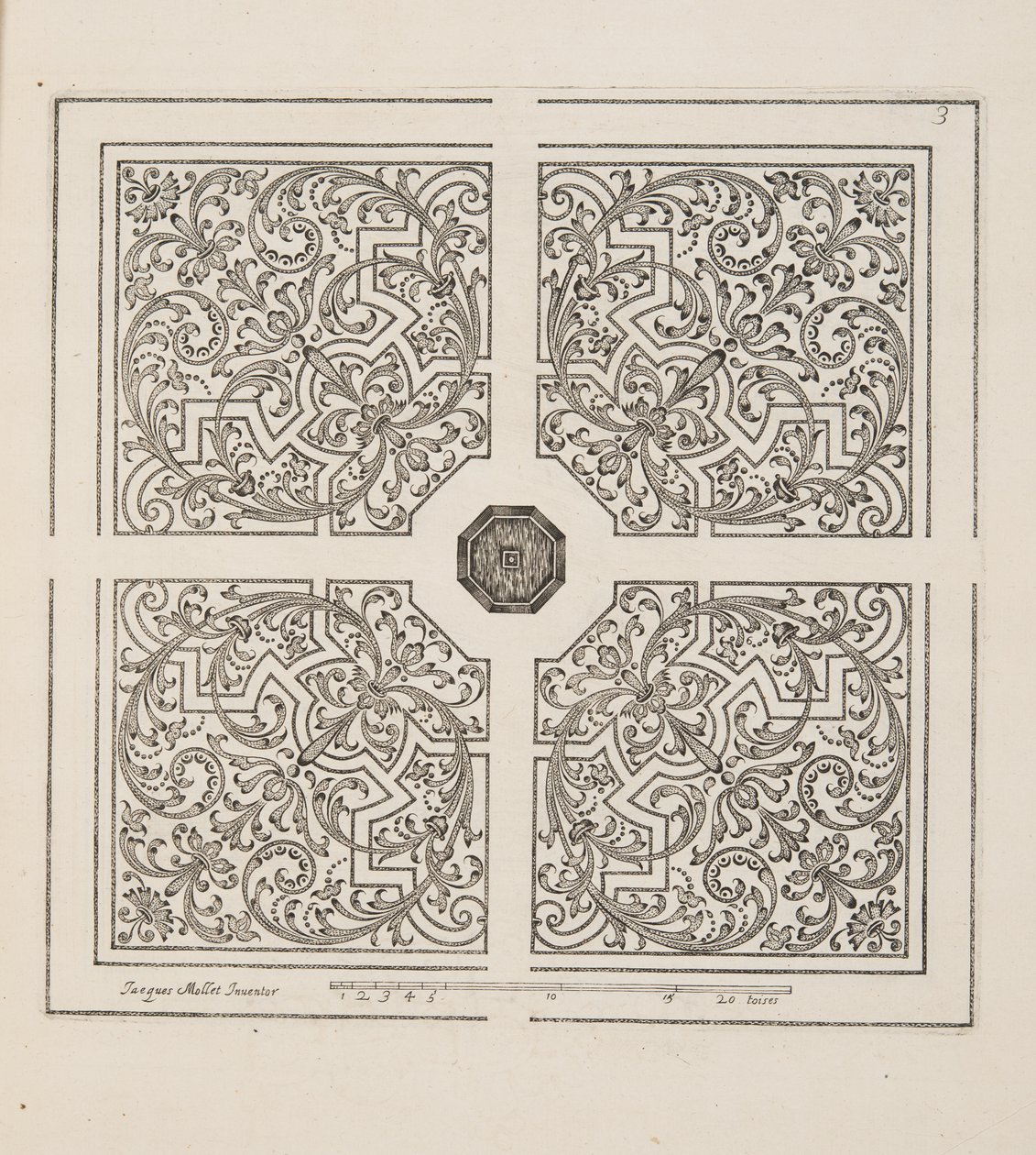 थिएटर डेस प्लान्स एट जार्डिनेज, पब 1652 (उत्कीर्णन) से पार्टेरे के लिए डिज़ाइन द्वारा जैक्स मोलेट