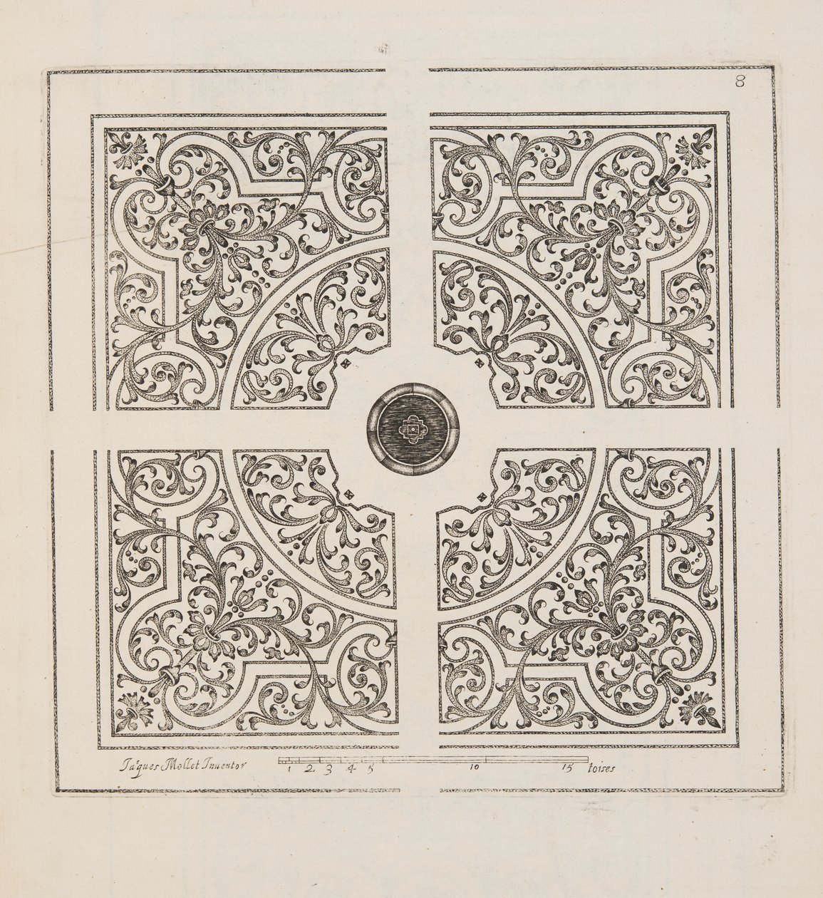 थिएटर डेस प्लान्स एट जार्डिनेज, पब 1652 (उत्कीर्णन) से पार्टेरे के लिए डिज़ाइन द्वारा जैक्स मोलेट