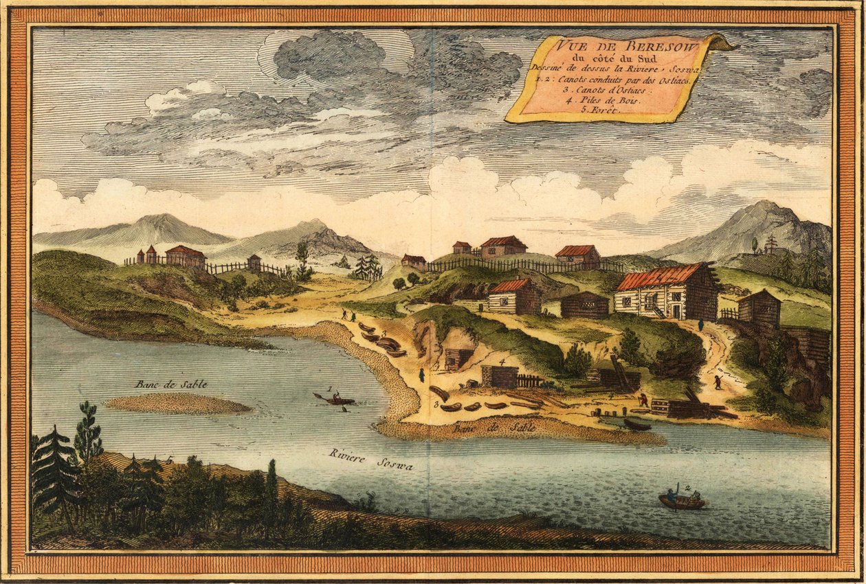 सोसवा नदी से बेरोज़ोवो का दृश्य, 1760 द्वारा जैक्स निकोलस बेलिन