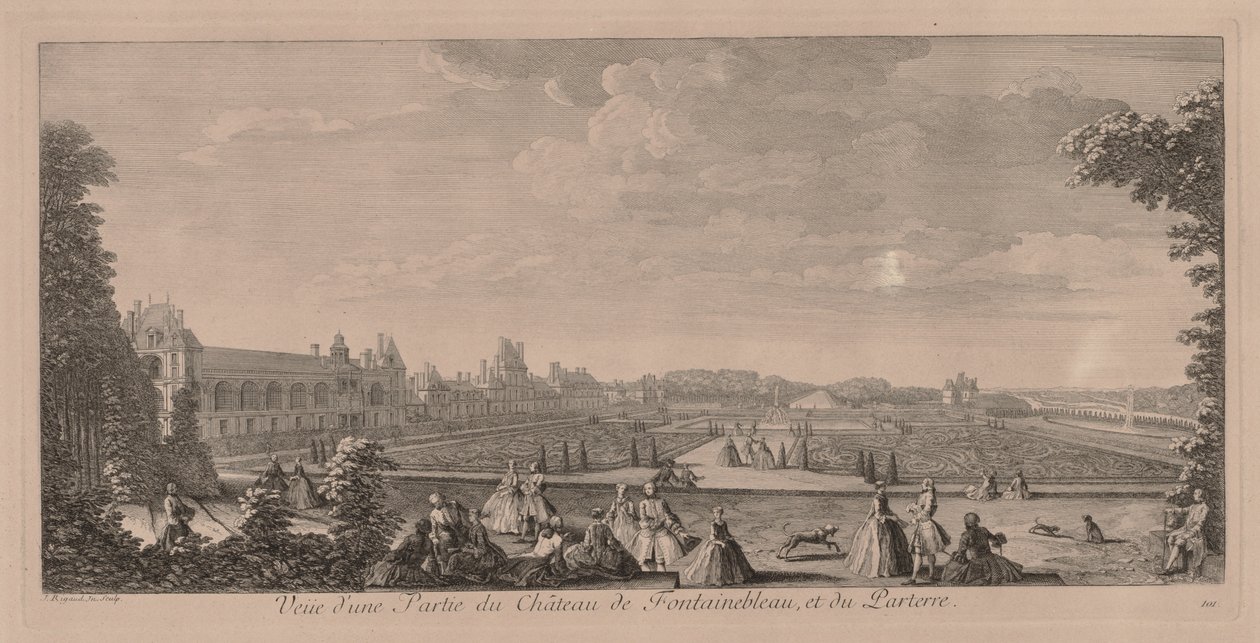 Chateau Fontainebleau और गार्डन। द्वारा जैक्स रिगाड
