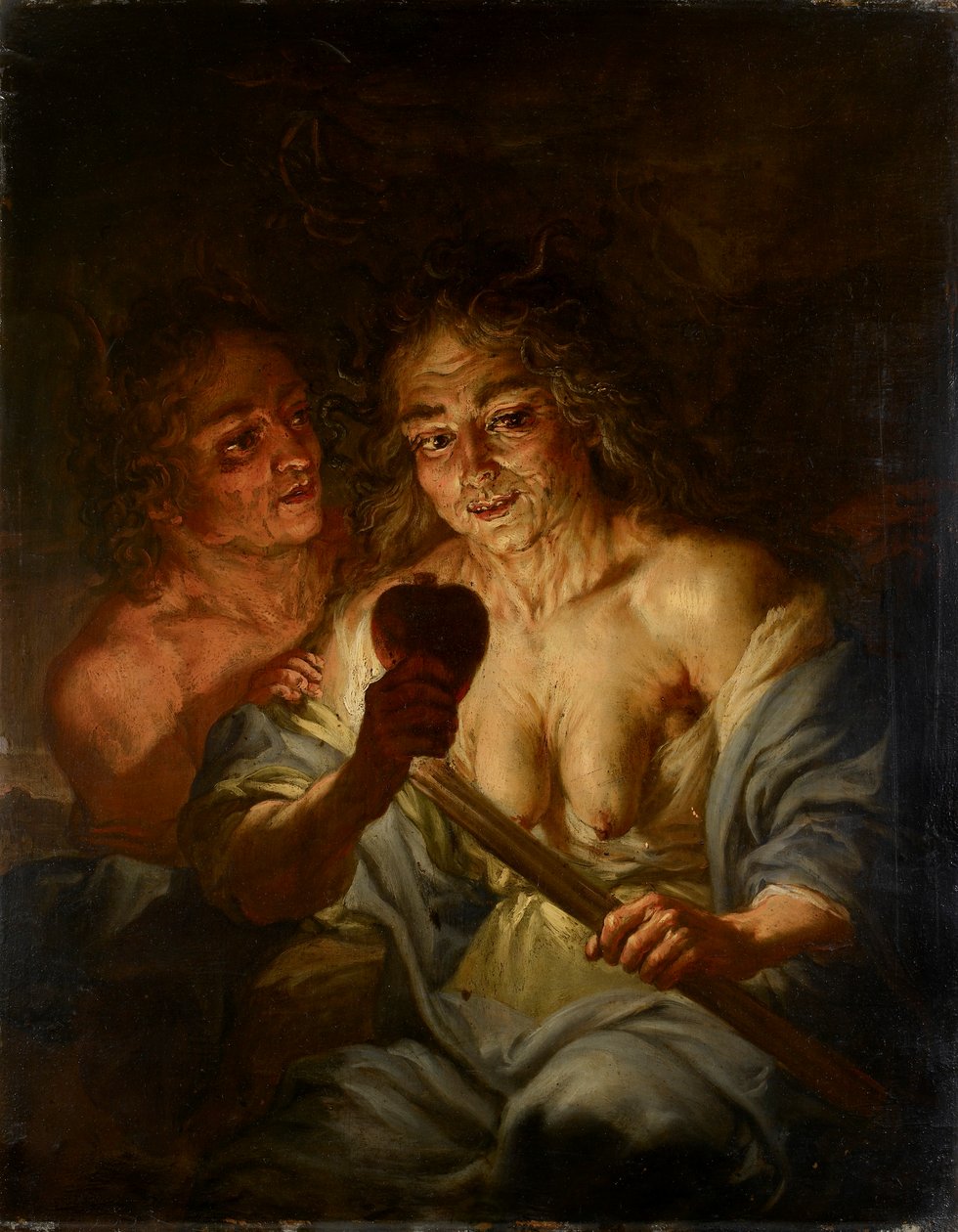 एक बूढ़ी औरत एक दिल रखती है: 'ईर्ष्या', c1642 द्वारा जैक्स डे ल'अंगे