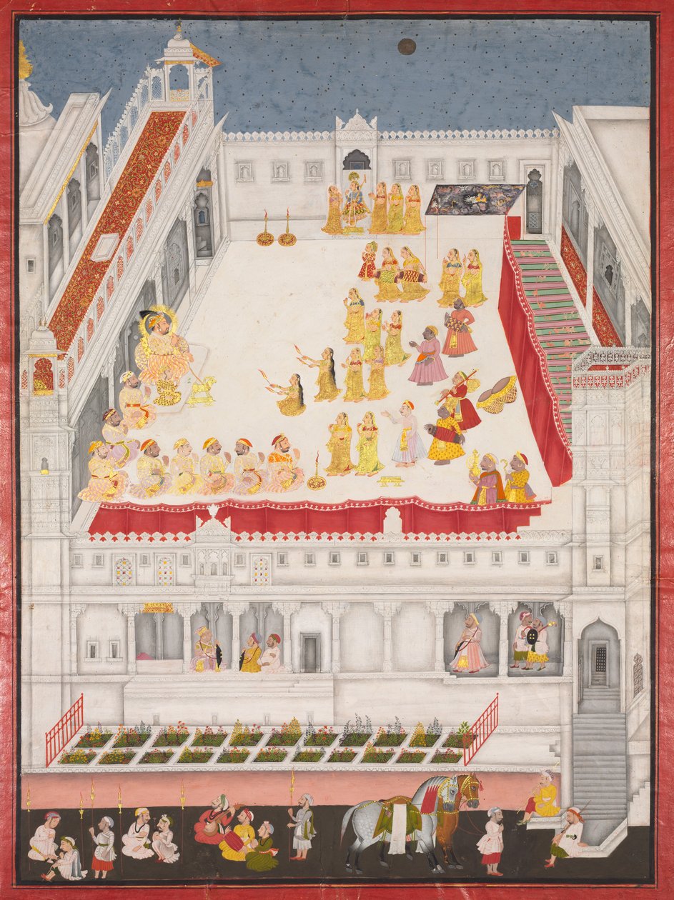 Maharana Jagat Singh Attending the Raslila, 1736.  द्वारा जय राम