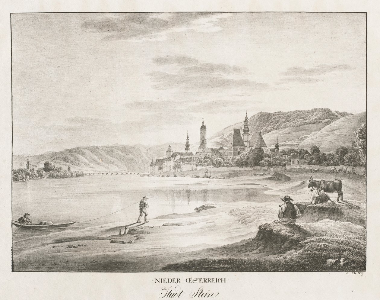 लोअर ऑस्ट्रिया, स्टीन शहर, 1819। द्वारा जैकब ऑल्ट