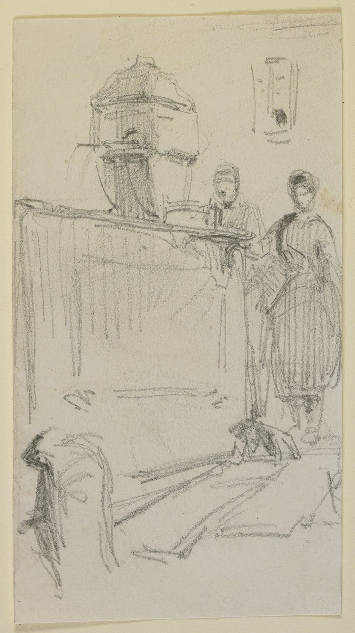 एक फव्वारा, 1858 के आंकड़े (ऑफ-व्हाइट वॉव पेपर पर पेंसिल) द्वारा जेम्स एबॉट मैकनील व्हिस्लर