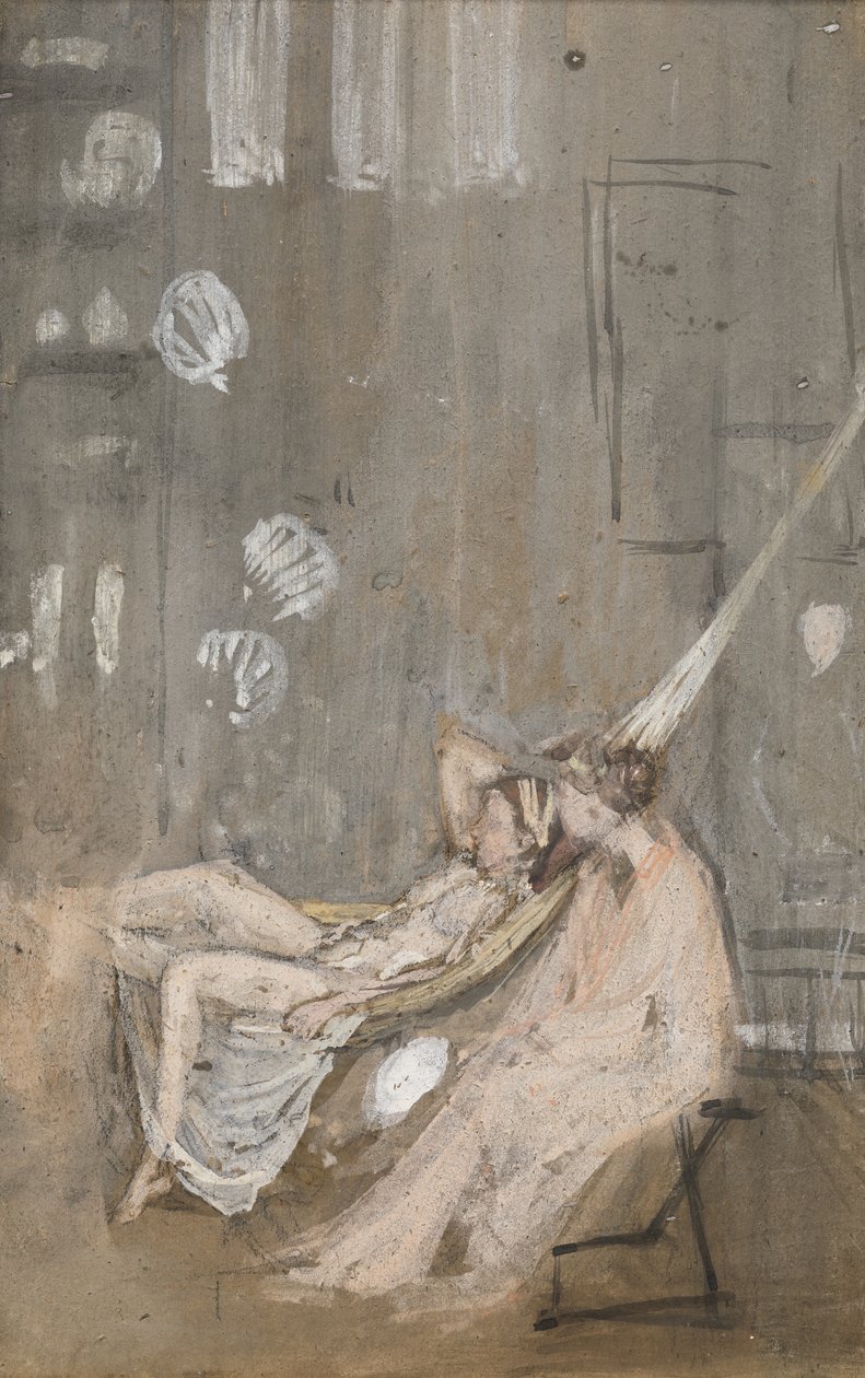 स्टूडियो में, c.1867-68 (wc, gouache और कागज पर काला चाक) द्वारा जेम्स एबॉट मैकनील व्हिस्लर
