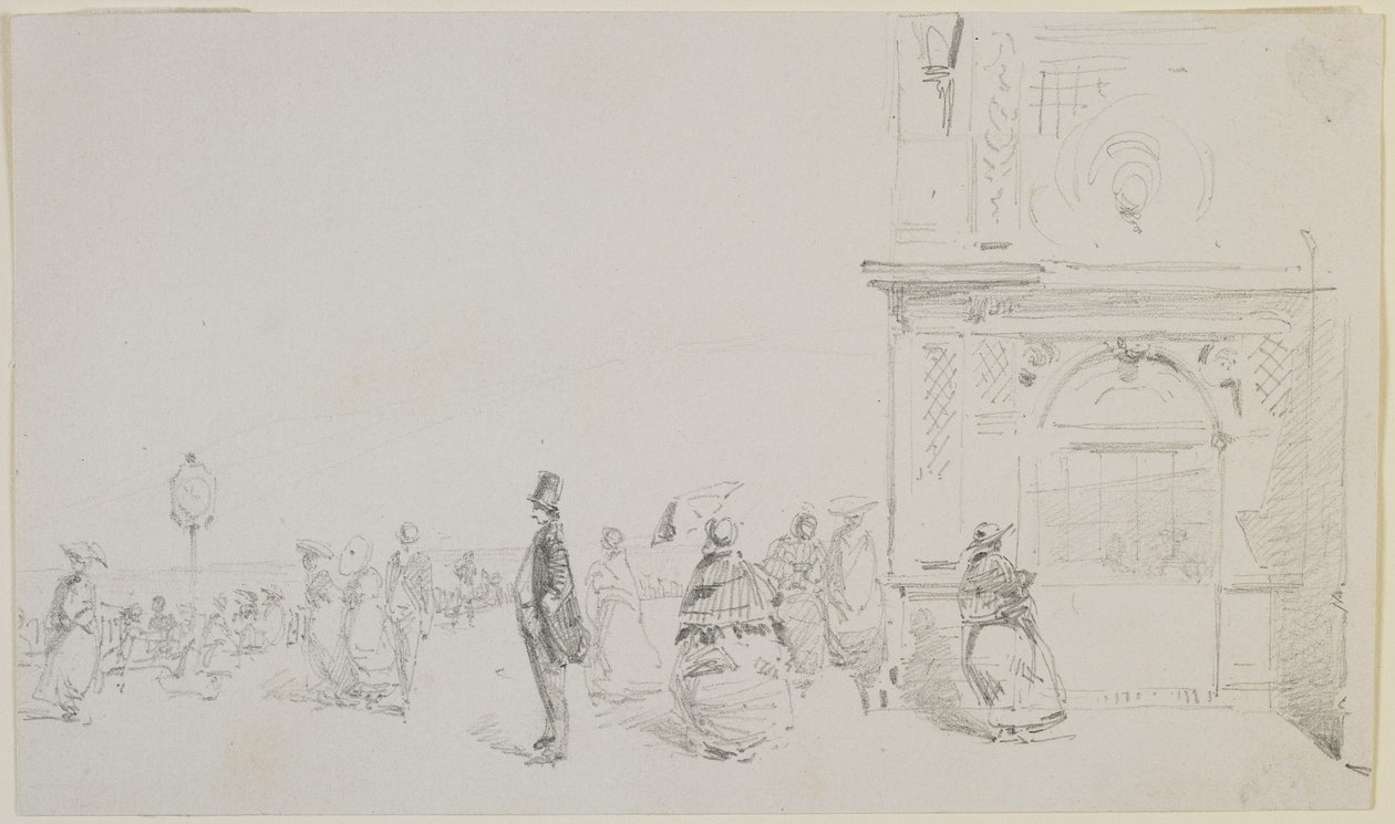 Dieppe, 1857 में एस्प्लेनेड (ऑफ-व्हाइट वॉव पेपर पर पेंसिल) द्वारा जेम्स एबॉट मैकनील व्हिस्लर
