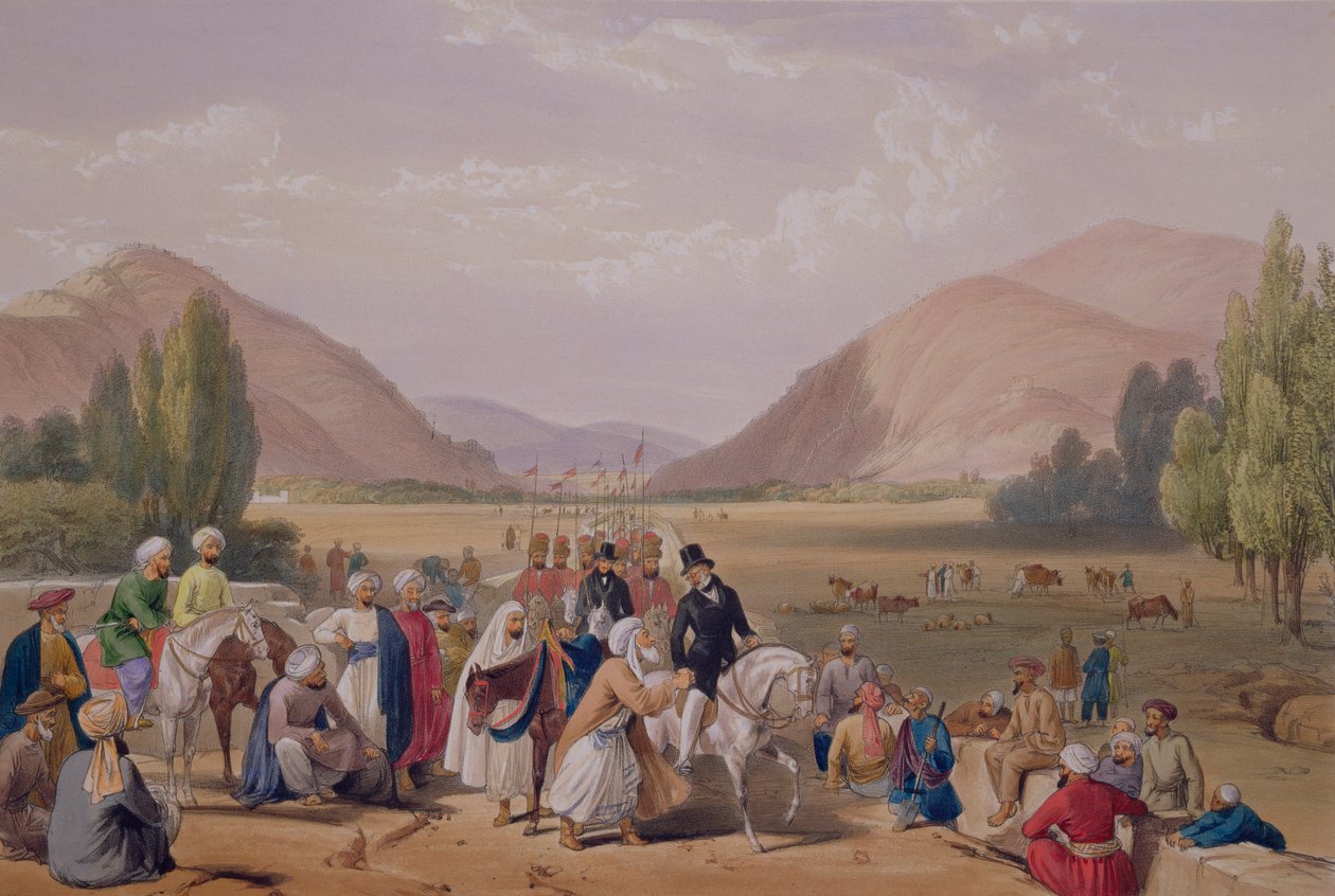 किला-काजी का प्रवेश, &39;स्केचेस इन अफ्घिस्तान&39; में, चार्ल्स हागे (1810-88) द्वारा उत्कीर्ण और लुई हेघे (1806-85) हेनरी ग्रेव्स द्वारा प्रकाशित, 1842 द्वारा जेम्स एटकिंसन