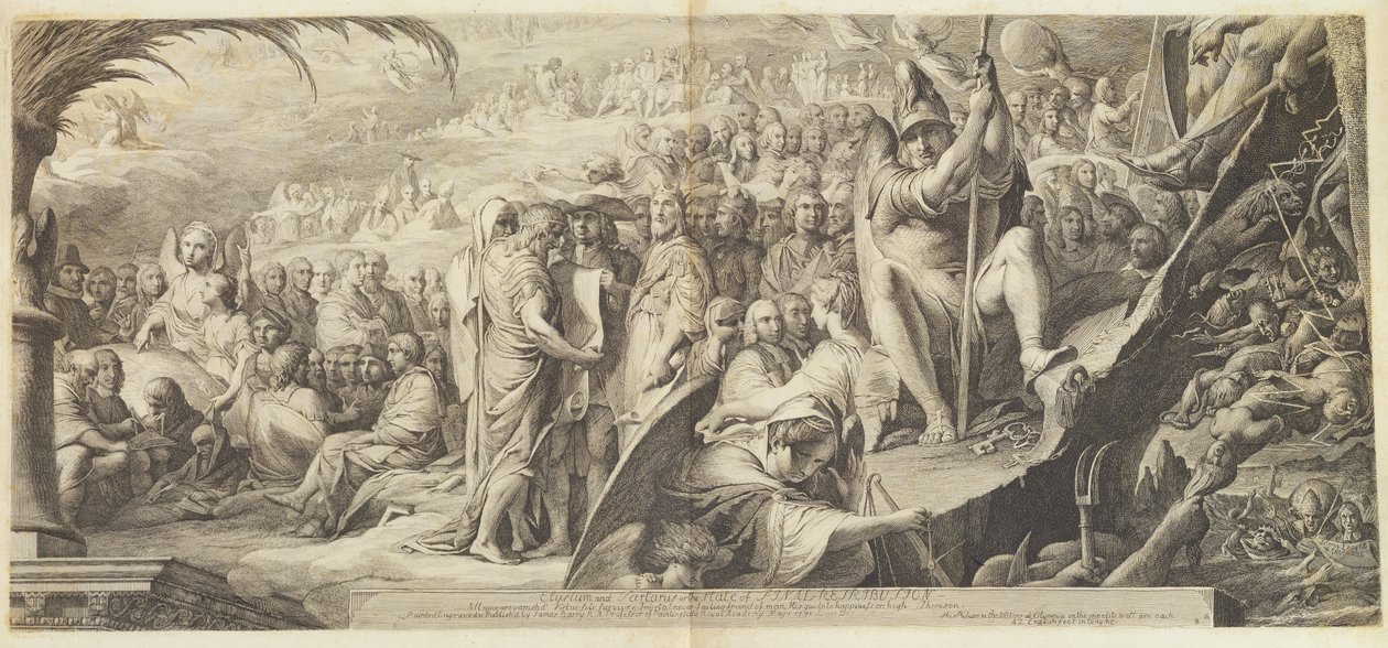 Elysium और Sartarus या अंतिम रेट्रीब्युशन राज्य, 1791 द्वारा जेम्स बैरी