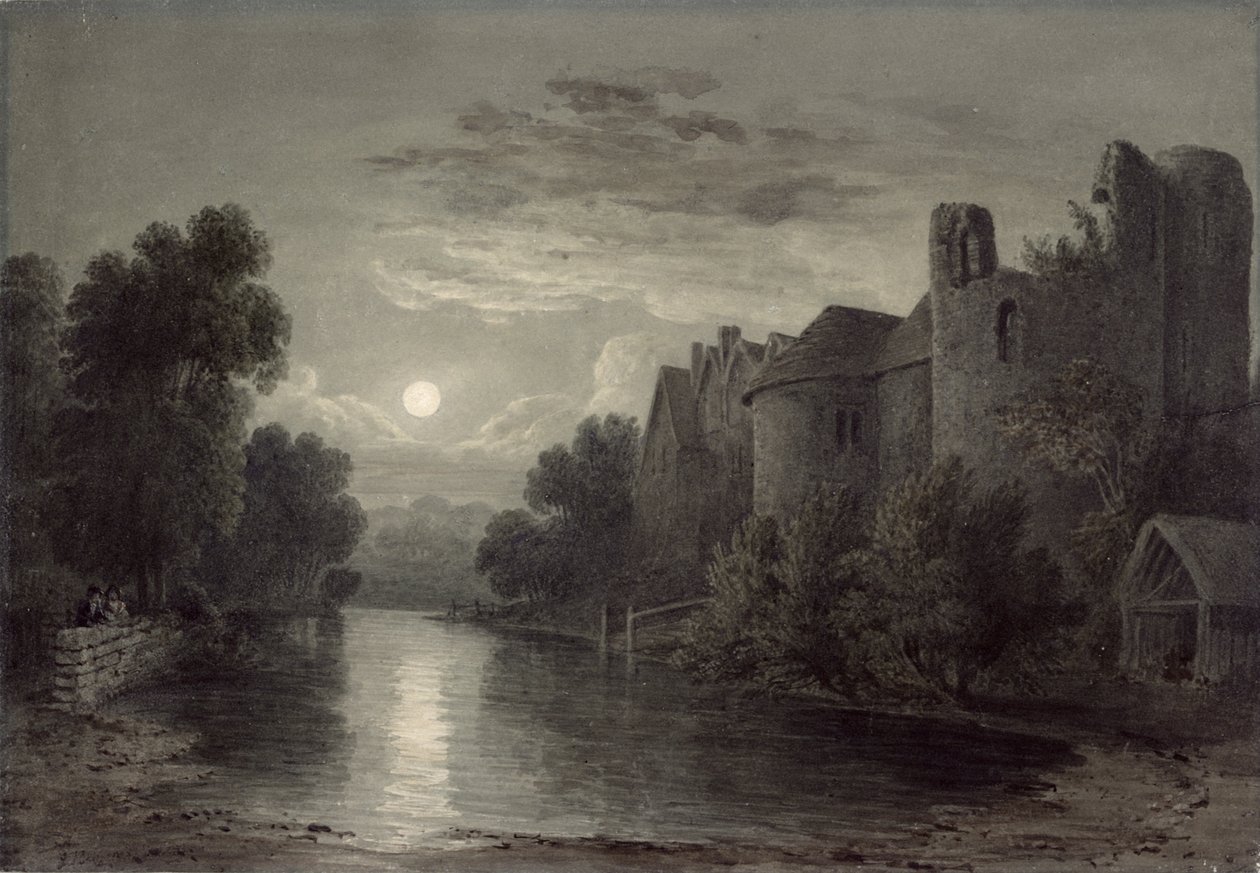 Allington Castle, Maidstone, Kent के पास; चांदनी द्वारा जेम्स बेस