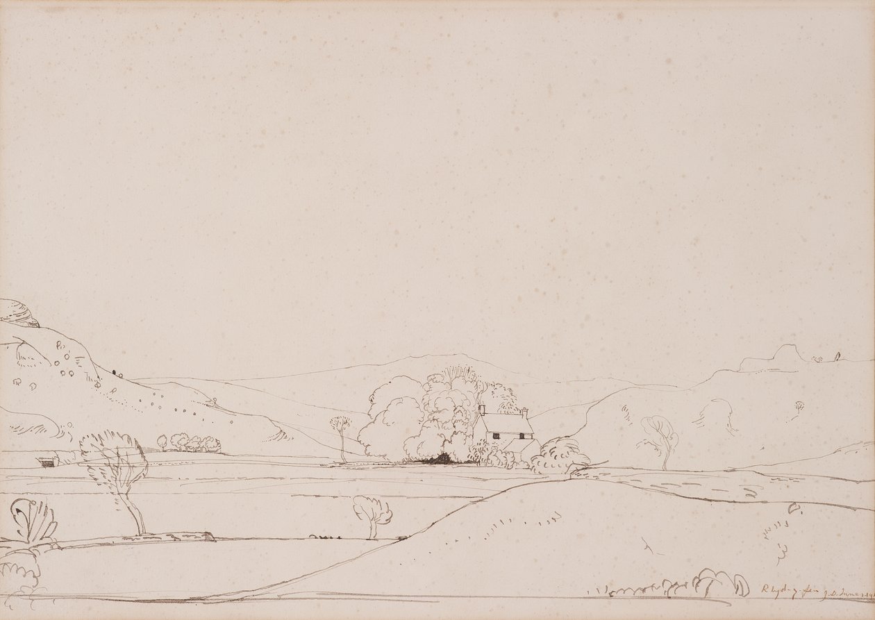 Rhyd-y-Fen, 1911 (कागज पर पेन और ब्राउन स्याही) द्वारा जेम्स डिक्सन इन्स