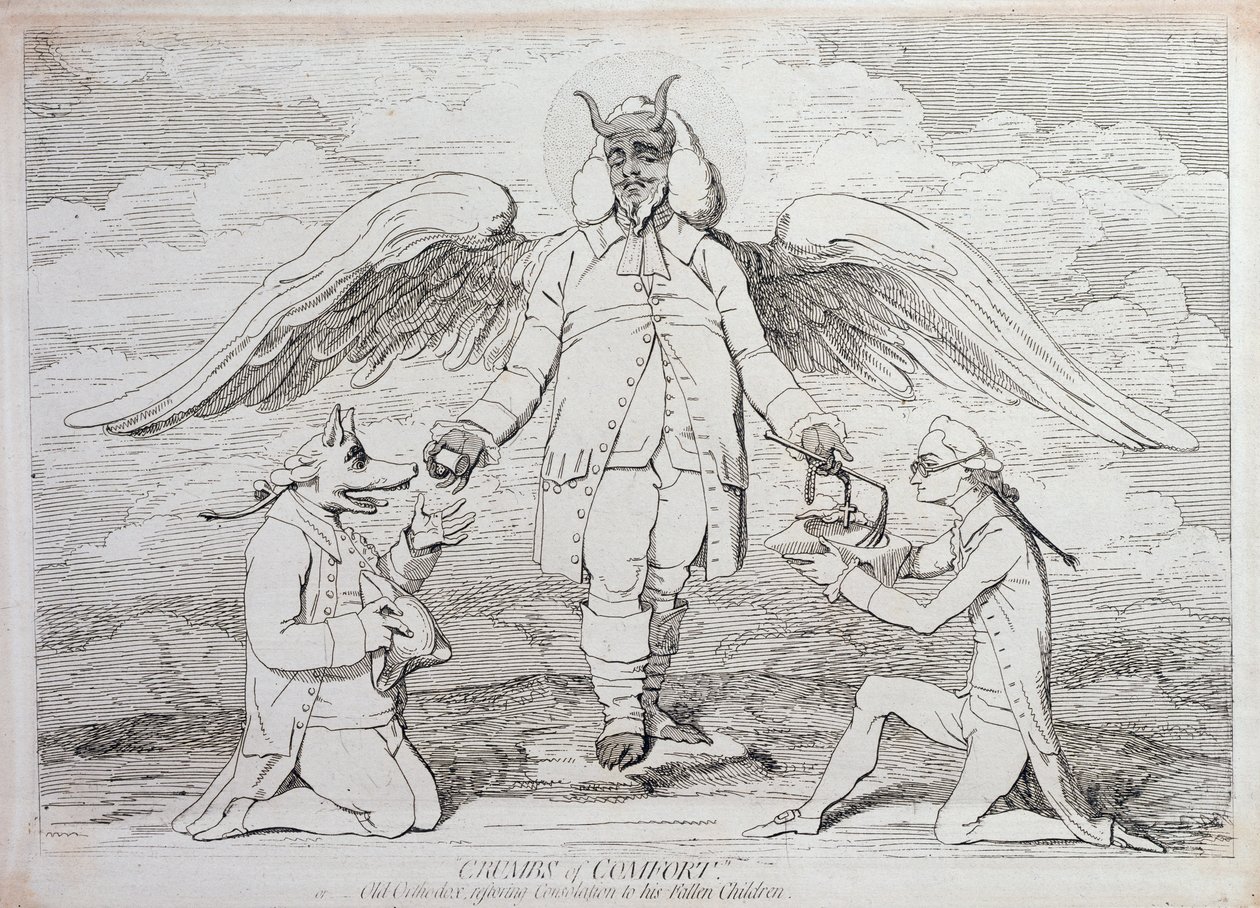 1782 में जी। हम्फ्री द्वारा प्रकाशित अपने फॉलन चिल्ड्रन को सांत्वना देते हुए कम्फर्ट ऑफ़ कम्फर्ट या ओल्ड ऑर्थोडॉक्स द्वारा जेम्स गिलियरे