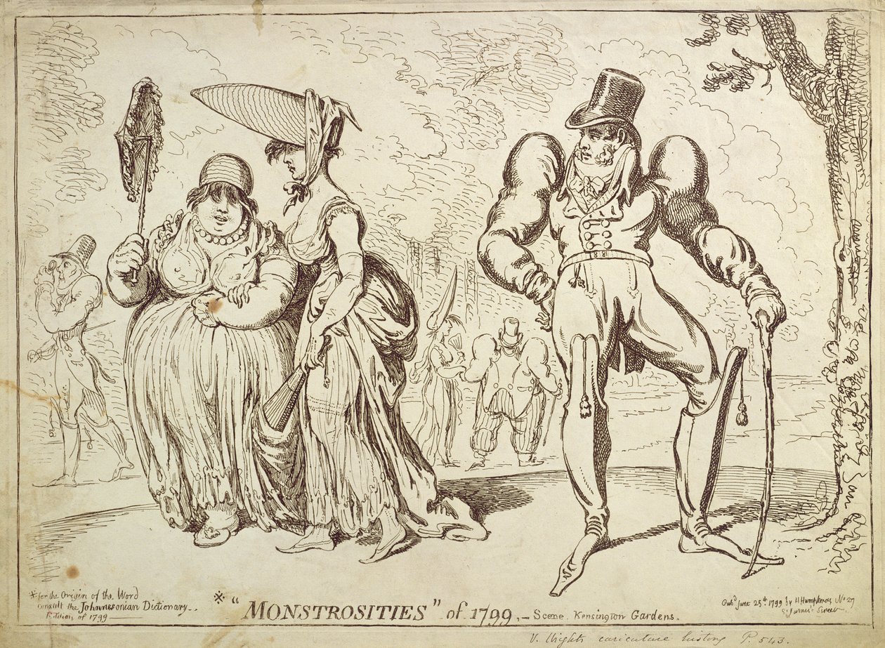 1799 में मॉनेस्ट्री, या केनसिंगटन गार्डन में दृश्य, 1799 में हन्ना हम्फ्री द्वारा प्रकाशित द्वारा जेम्स गिलियरे