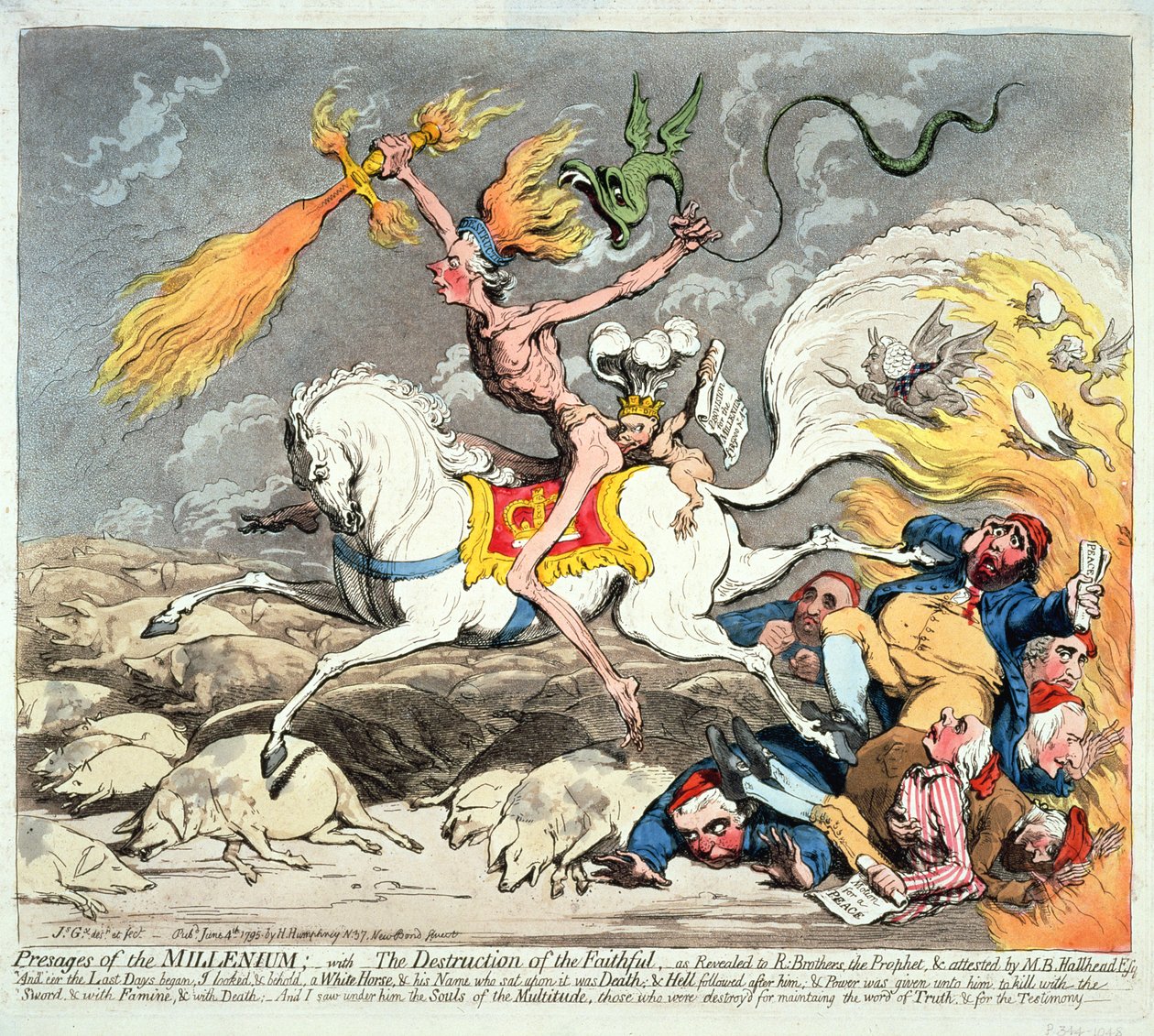 मिलेनियम के प्रस्तुतिकरण, 1795 प्रकाशित (हाथ के रंग का नक़्क़ाशी) द्वारा जेम्स गिलियरे