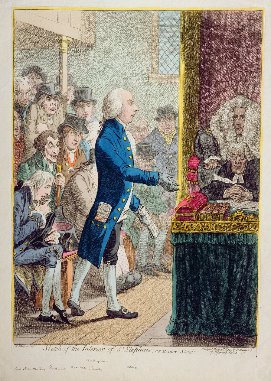 सेंट स्टीफन के इंटीरियर के स्केच, जैसा कि अब खड़ा है, 1802 में हन्ना हम्फ्री द्वारा प्रकाशित (उत्कीर्णन के साथ हाथ से नक्काशी) द्वारा जेम्स गिलियरे