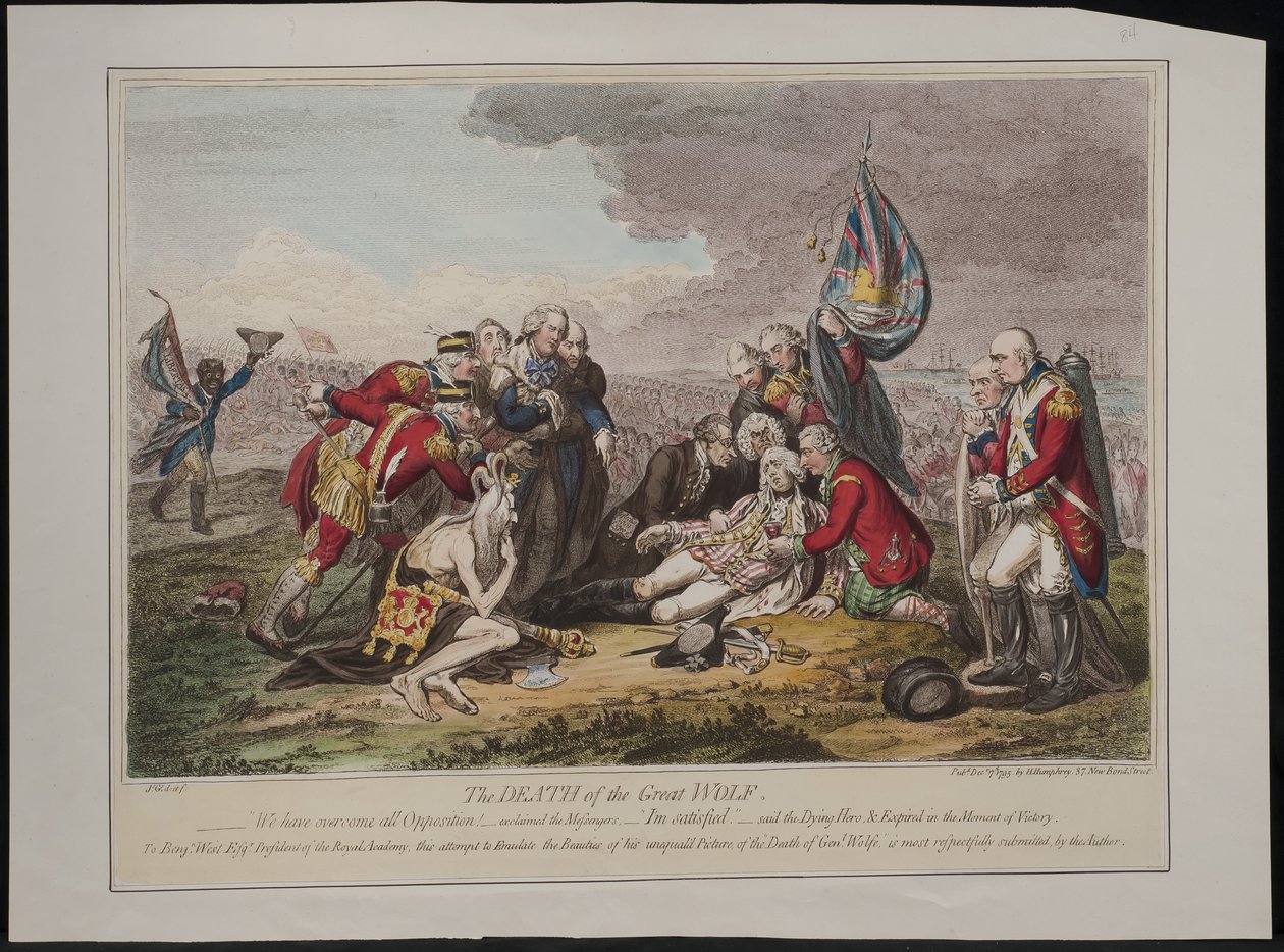 द डेथ ऑफ द ग्रेट वुल्फ, 1795 द्वारा जेम्स गिलियरे