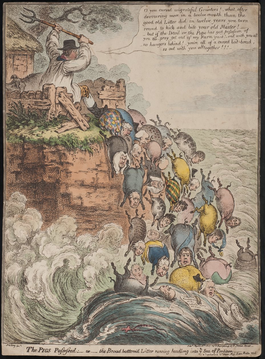 सूअरों ने सुना, या ब्रॉड बॉटम लिटर ने पेर्डिशन, 1807 के सागर में हेडलग रनिंग की द्वारा जेम्स गिलियरे