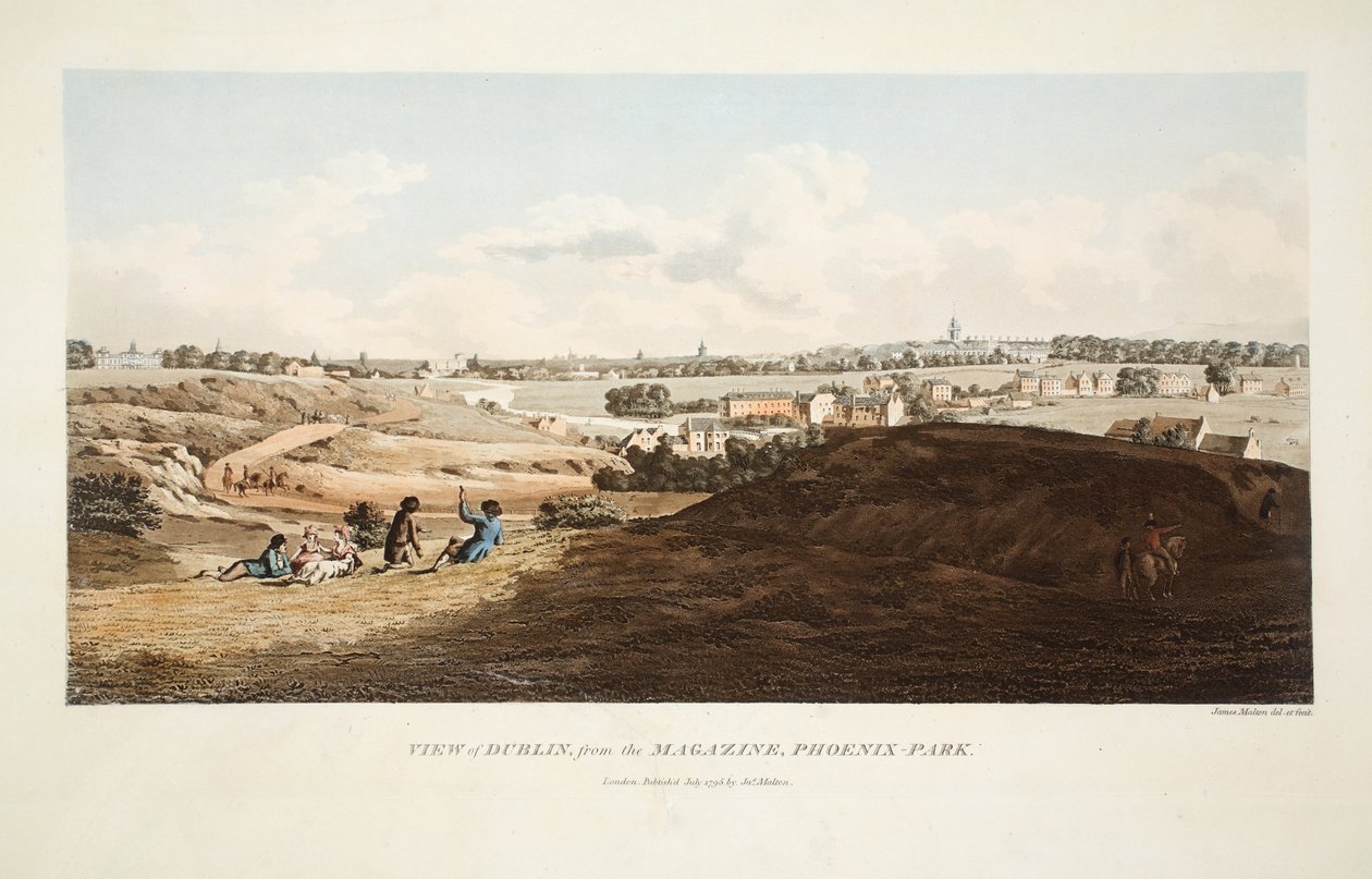 पत्रिका से डबलिन का दृश्य, फीनिक्स पार्क, 1795 (हाथ से उकेरा गया चित्र) द्वारा जेम्स माल्टन
