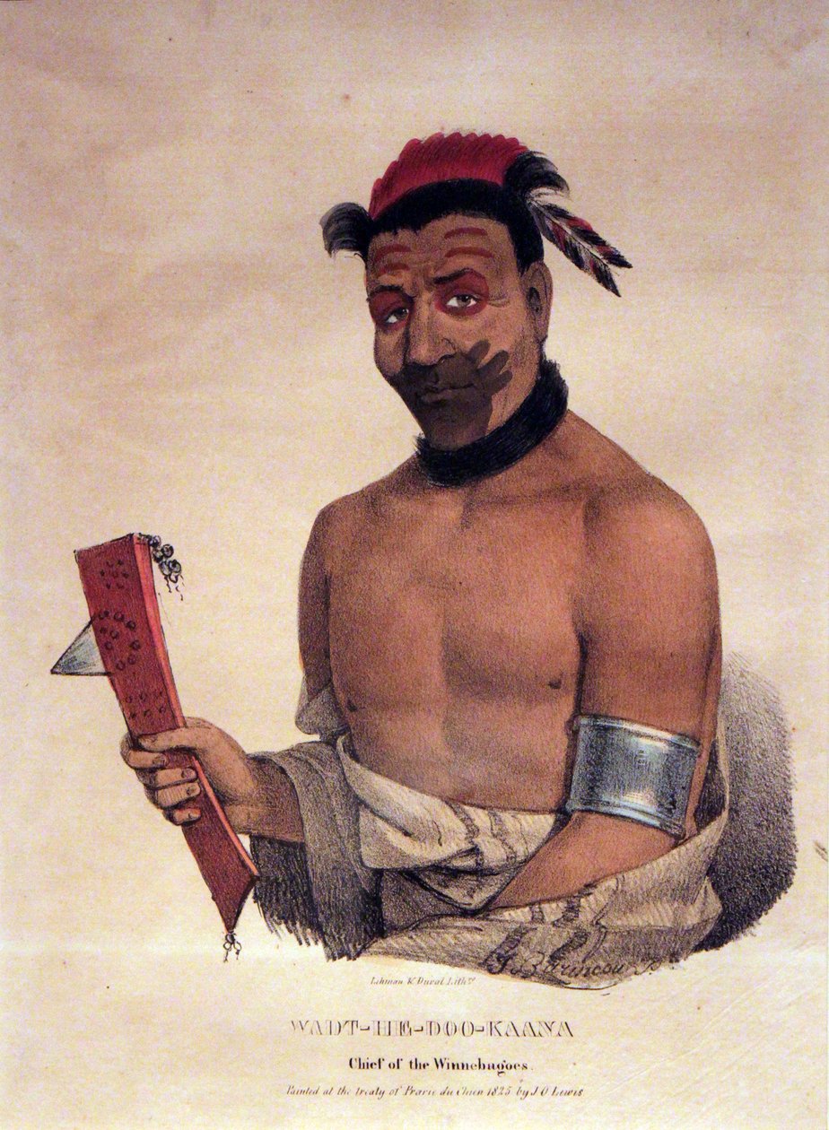 वाड्ट-हे-डू-काना, विनेबागो प्रमुख, 1825 द्वारा जेम्स ओटो लुईस