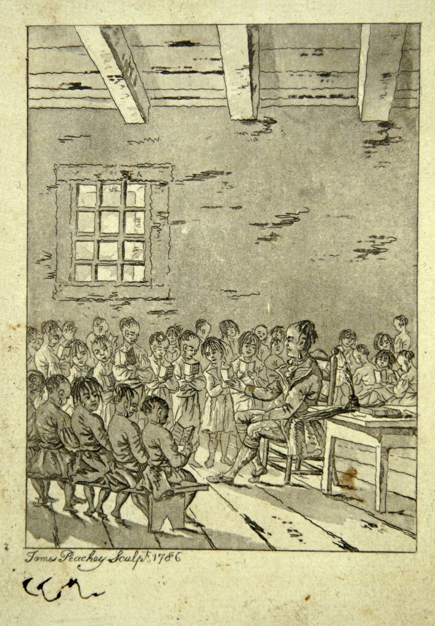 एक मूल अमेरिकी स्कूल की कक्षा, 1786 द्वारा जेम्स पीचे