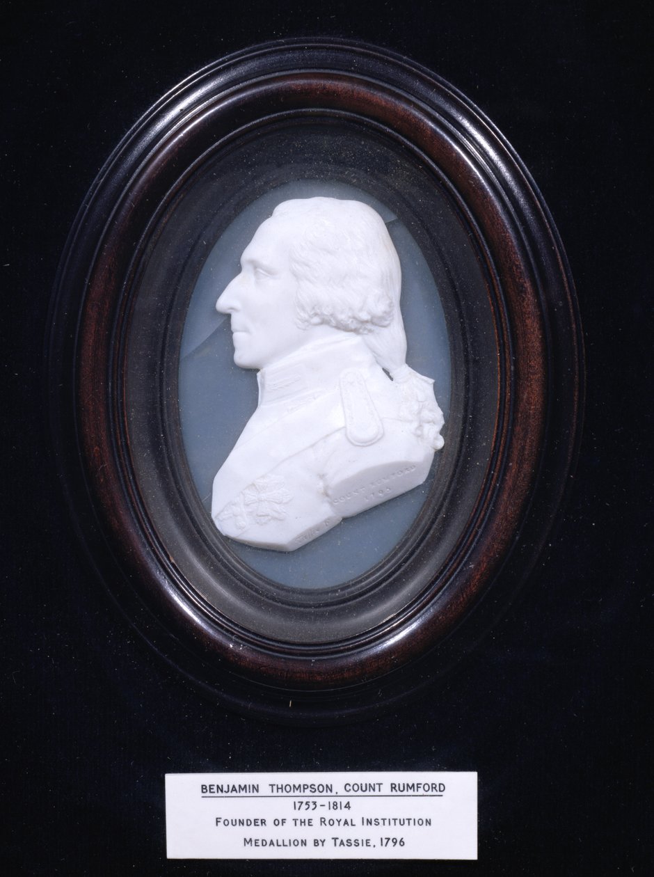 बेंजामिन थॉम्पसन, काउंट रमफोर्ड (1753-1814), 1796 को दर्शाते हुए पदक द्वारा जेम्स टस्सी