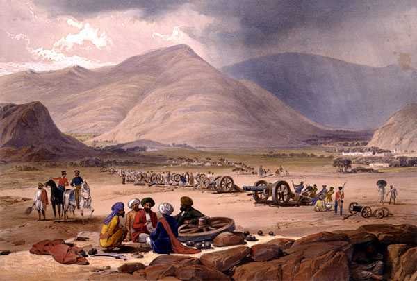 हेनरी ग्रेव्स द्वारा प्रकाशित चार्ल्स हाघे (1810-88) और लुई हाघे (1806-85) द्वारा उकेरी गई 'स्केच इन अफ़ग़ानिस्तान' से उरघुंडी का गाँव द्वारा जेम्स (बाद में) एटकिंसन