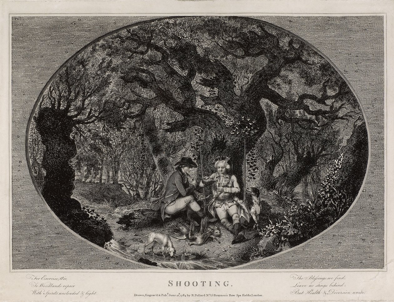 रॉबर्ट पोलार्ड (1755-1838) द्वारा उकेरी गई शूटिंग, 1784 में प्रकाशित (लिथो) द्वारा जेम्स (बाद में) पोलार्ड