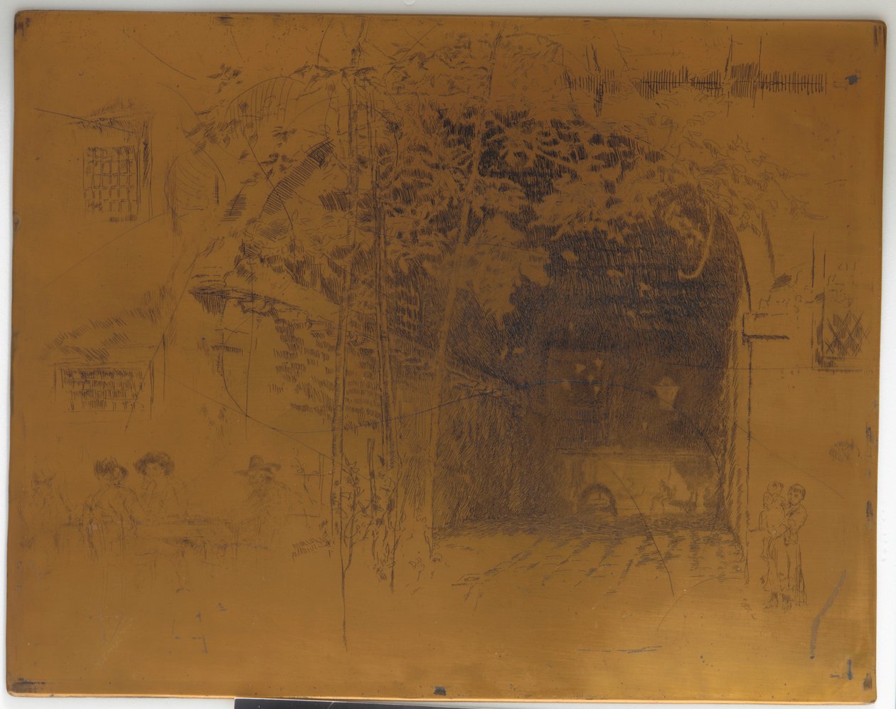 ट्रैघेटो के लिए रद्द की गई प्रिंटिंग प्लेट, नंबर 2, 1879-1880। द्वारा जेम्स एबॉट मैकनील व्हिस्लर