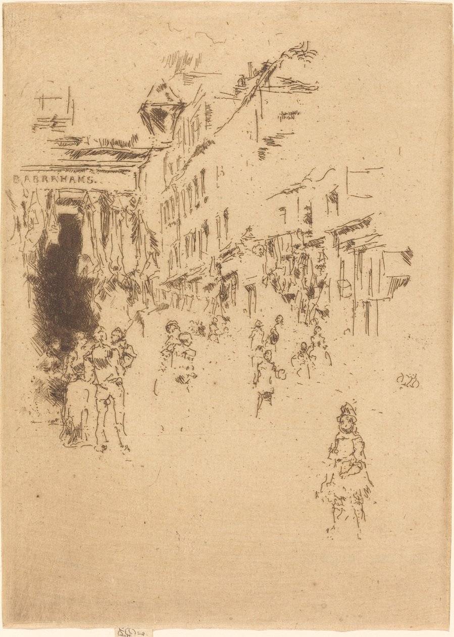 कटलर स्ट्रीट, हौंसडिच, 1887। द्वारा जेम्स एबॉट मैकनील व्हिस्लर