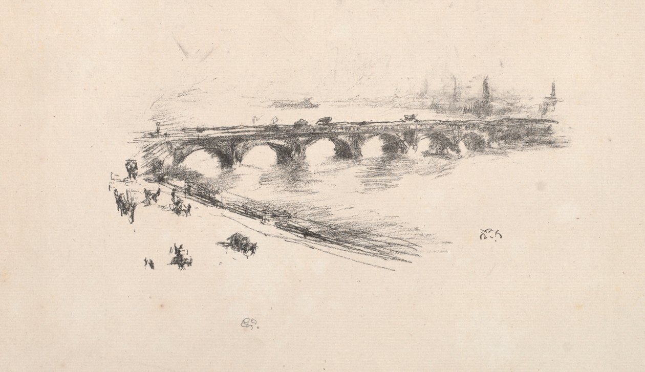 ईवनिंग, लिटिल वाटरलू ब्रिज, 1896। द्वारा जेम्स एबॉट मैकनील व्हिस्लर