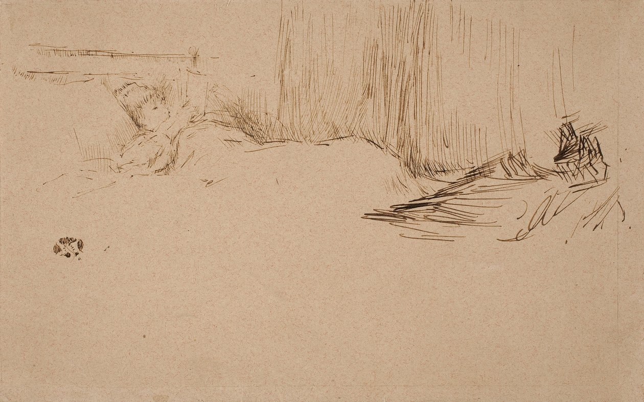 लड़की पढ़ना बिस्तर में, c.1882 द्वारा जेम्स एबॉट मैकनील व्हिस्लर