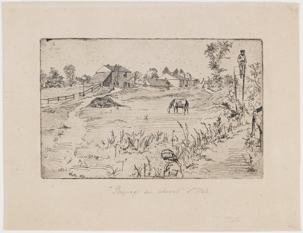 घोड़ों के साथ लैंडस्केप, 1859। द्वारा जेम्स एबॉट मैकनील व्हिस्लर
